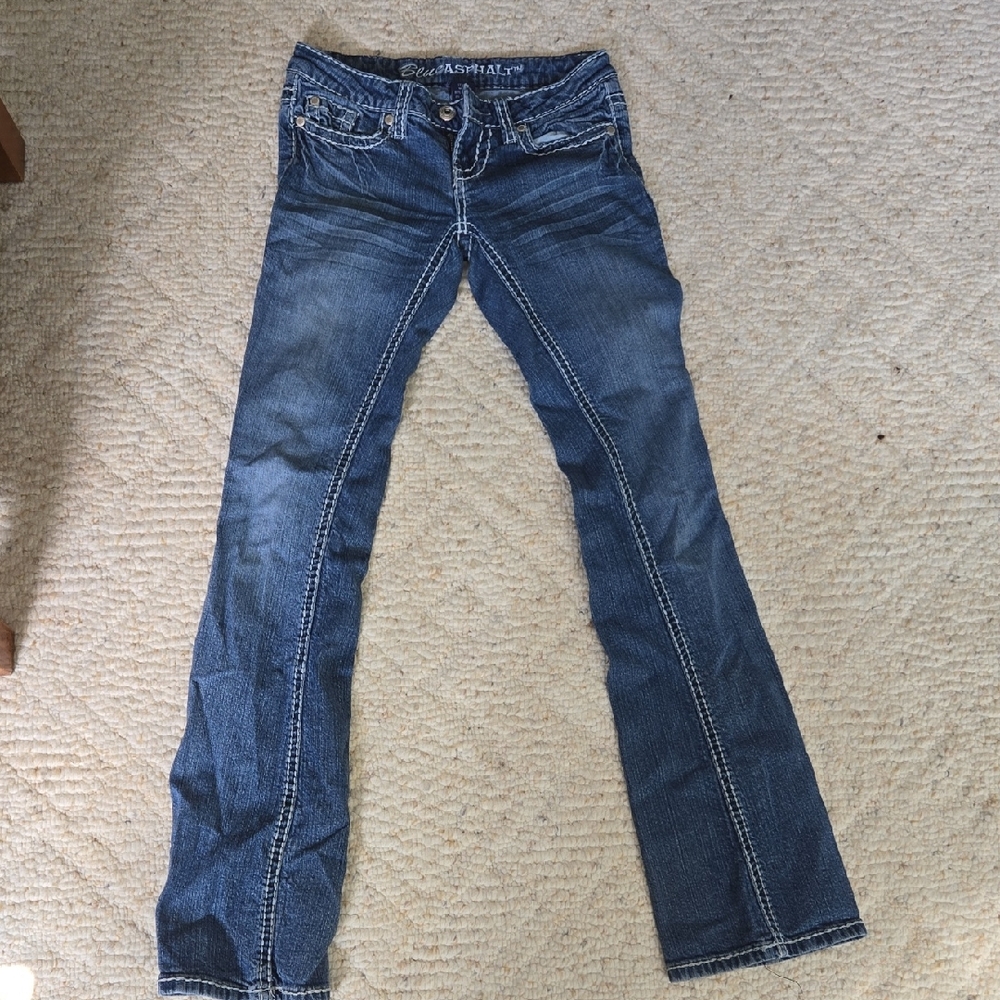 Blue Asphalt Women's Boot Cut Jeans - Dark Blue